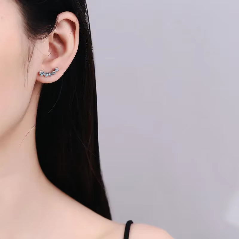 Smyoue 1.16Cttw Gradient Gem Full Moissanite Stud  Sparkling Party Jewelry Earrings 925 Sterling Silver GRA
