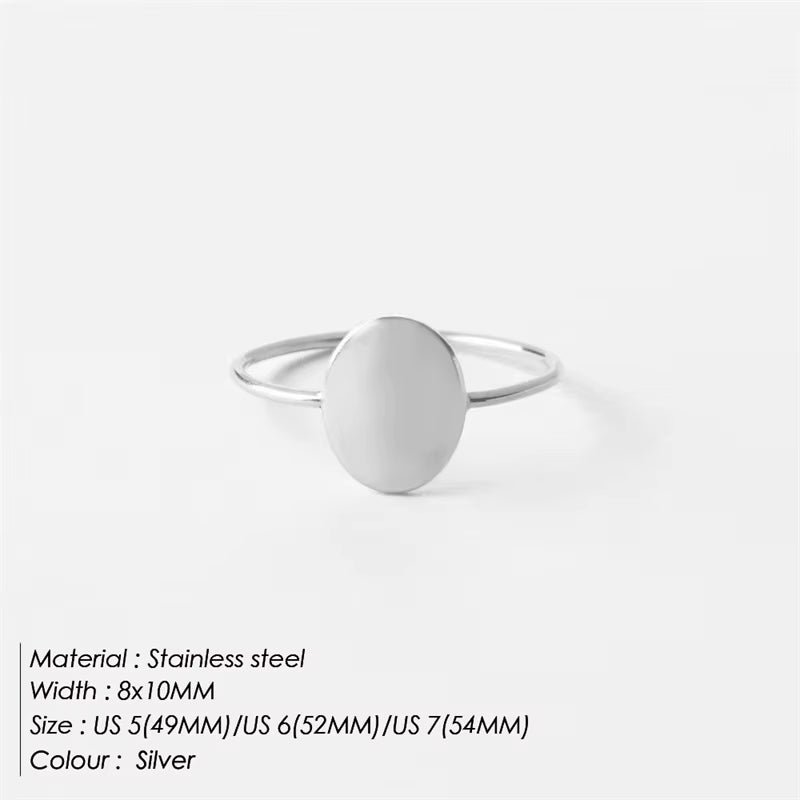 Emanco Delicate Oval Ring Dainty Gold Plated Blank Minimalist Feminist Ring for Women Personality Can Be Wholesale