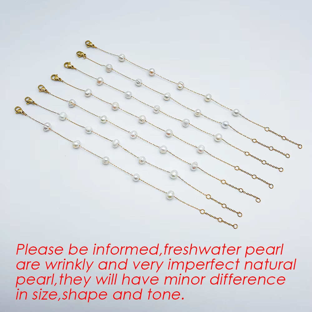 Emanco New Trend Dainty Vintage Stainless Steel Single Layer Chain Pearl Bracelet Summer Jewelry Waterproof Accessories