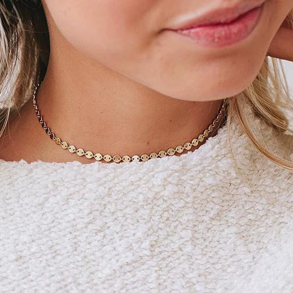 Emanco Gold Color Stainless Steel Choker Necklace Women Korean Aesthetic Necklaces for Women Best Friend Necklace Jewelry