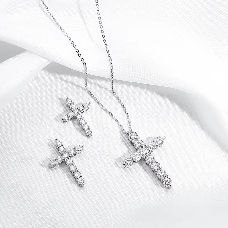 Rhodium Plated 2.5-5Mm Full Moissanite Necklace for Women 100% Sterling Silver Luxury Jewelry Party Pendant Top Quality