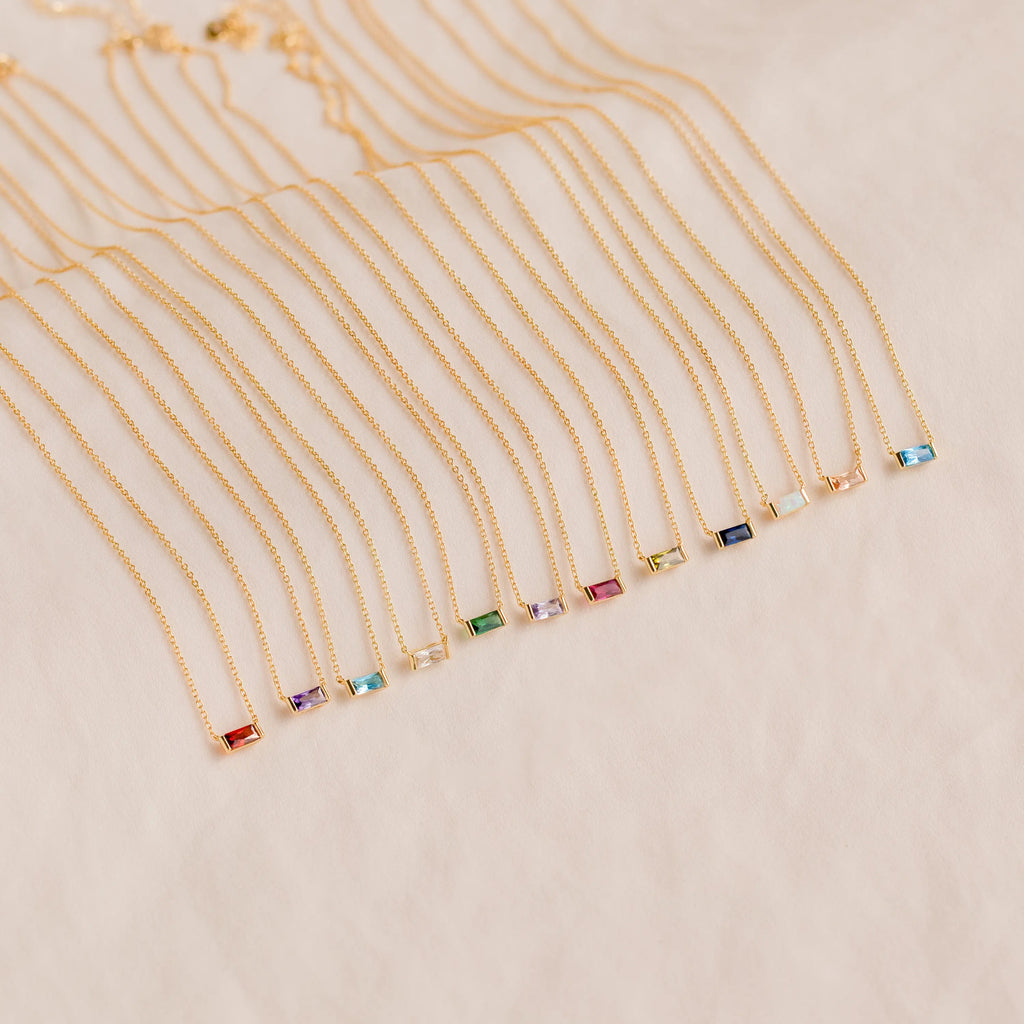 Rectangular Birthstone Necklace