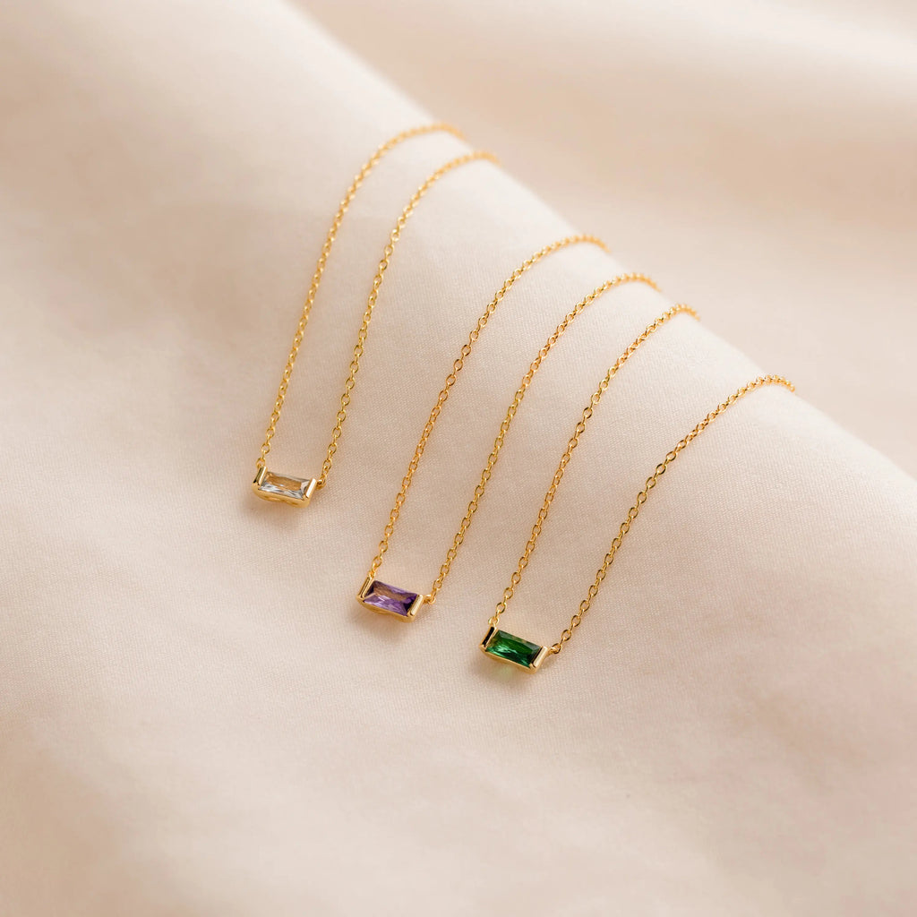 Rectangular Birthstone Necklace