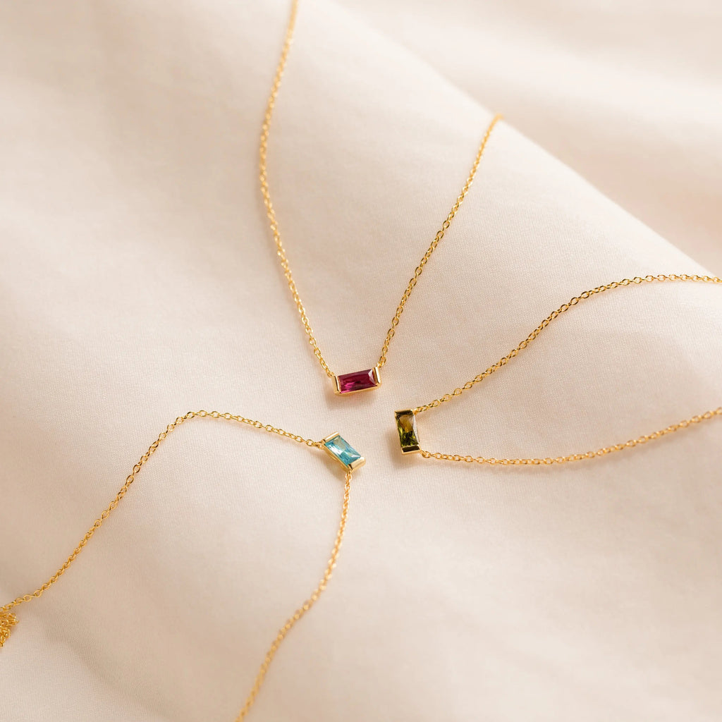 Rectangular Birthstone Necklace