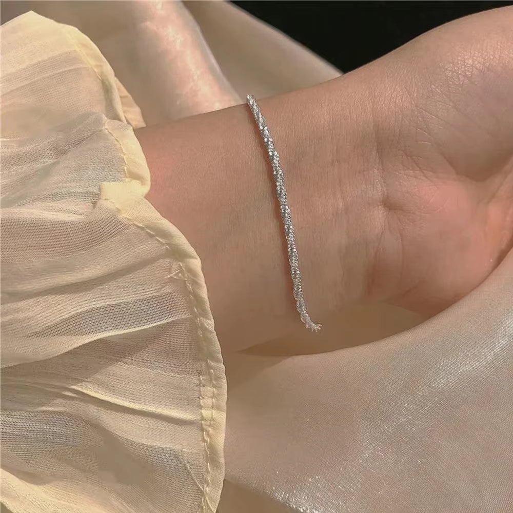 Emanco Silver Gold Colour Sparkling Gypsophila Adjustable Bracelet & Bangle for Women Fine Fashion Jewelry Wedding Party Gift