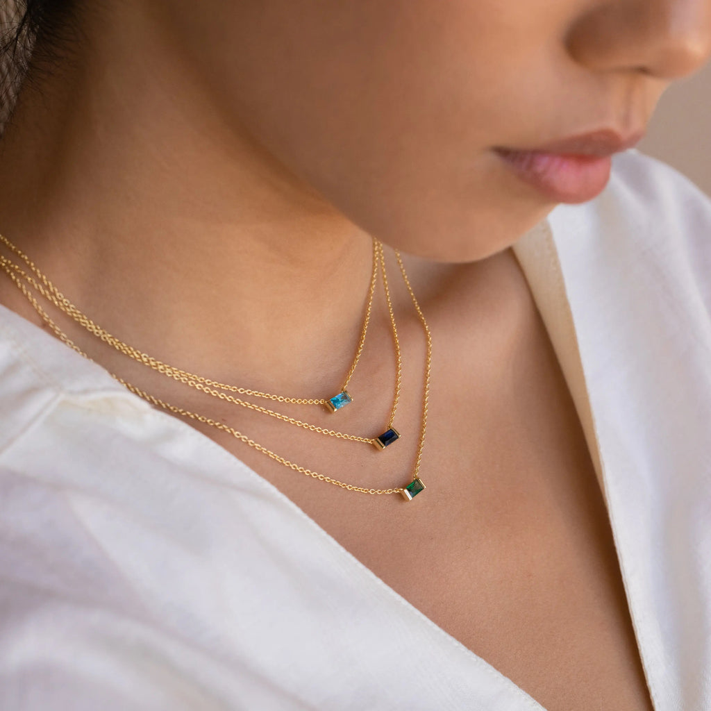 Rectangular Birthstone Necklace