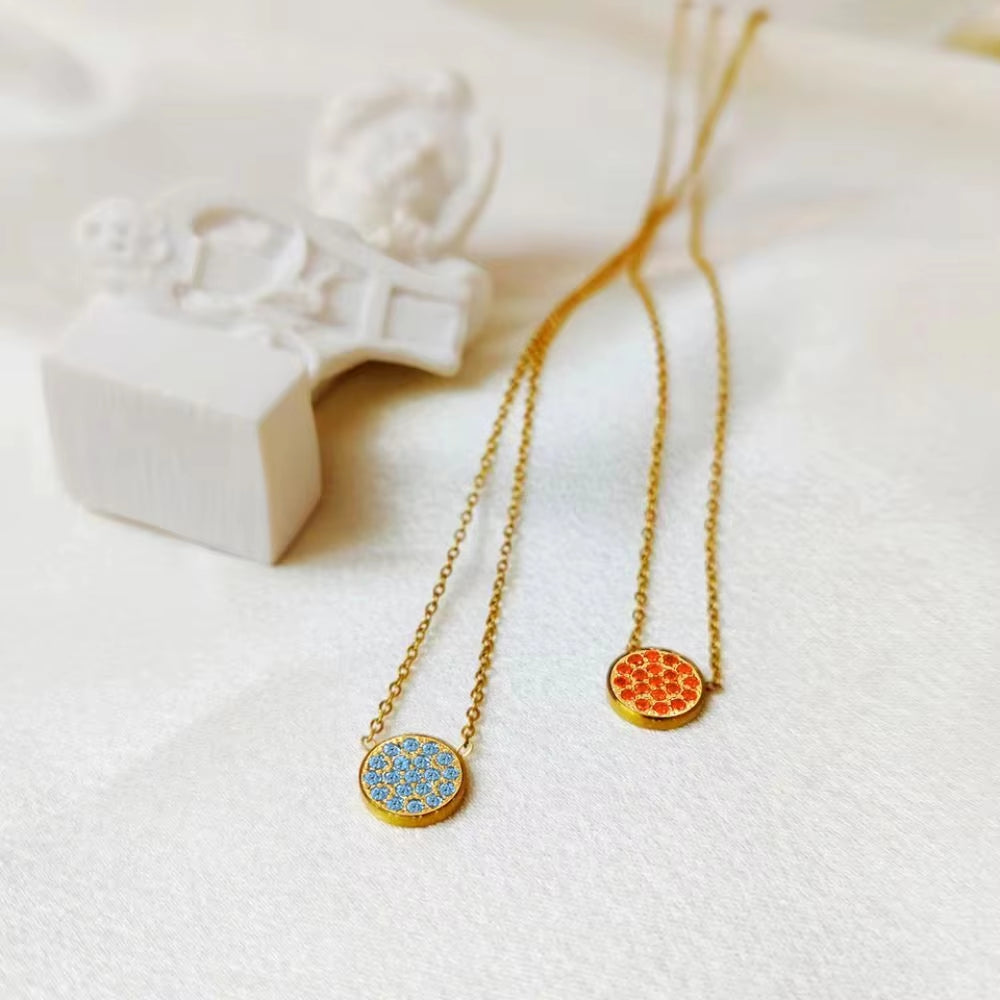 Emanco Birthstone Zirconia Necklace 12 Color Stainless Steel Pendant Necklace Constellation Month Gift Jewelry Wholesale