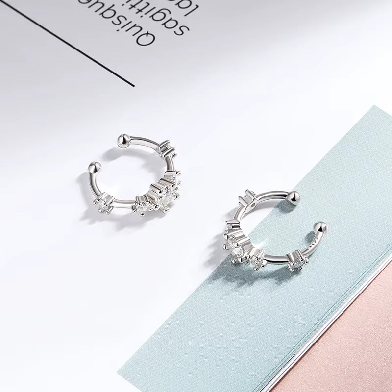Smyoue 0.64Cttw Full Moissanite Clip Earrings Women Luxury Quality Hip Hop Party Jewelry S925 Sterling Silver Plated Platinum