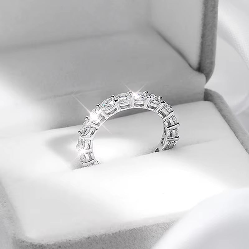 2-5Mm Full Moissanite Ring for Women Sparkling Wedding Eternity Bands 100% S925 Sterling Silver Jewelry Classic Ring