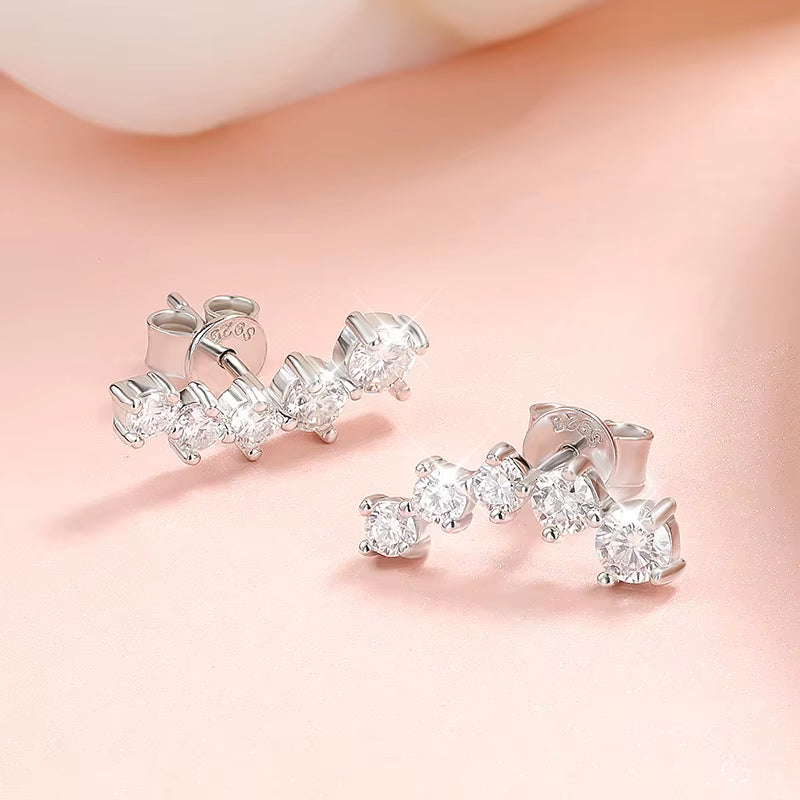 Smyoue 1.16Cttw Gradient Gem Full Moissanite Stud  Sparkling Party Jewelry Earrings 925 Sterling Silver GRA