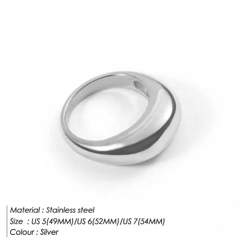 Fashion Simple Stainless Steel Rings for Women Arc Rings Jewellery Geometric Ring Size 5 6 7 8