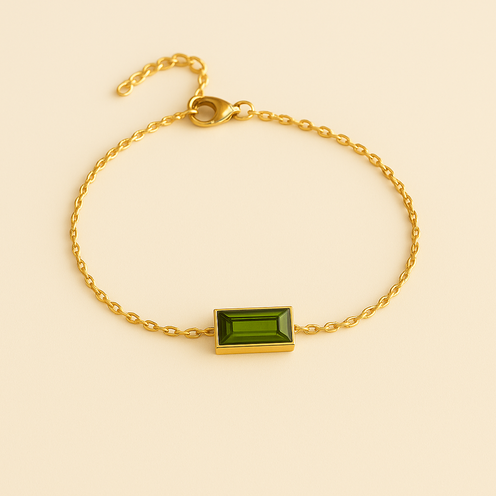 Bracelet rectangulaire avec pierre de naissance