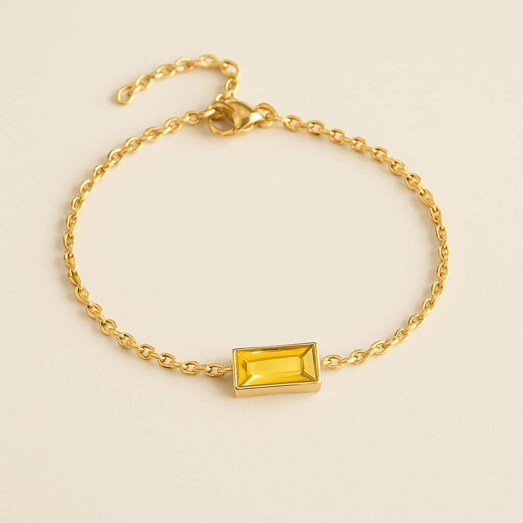 Bracelet rectangulaire avec pierre de naissance