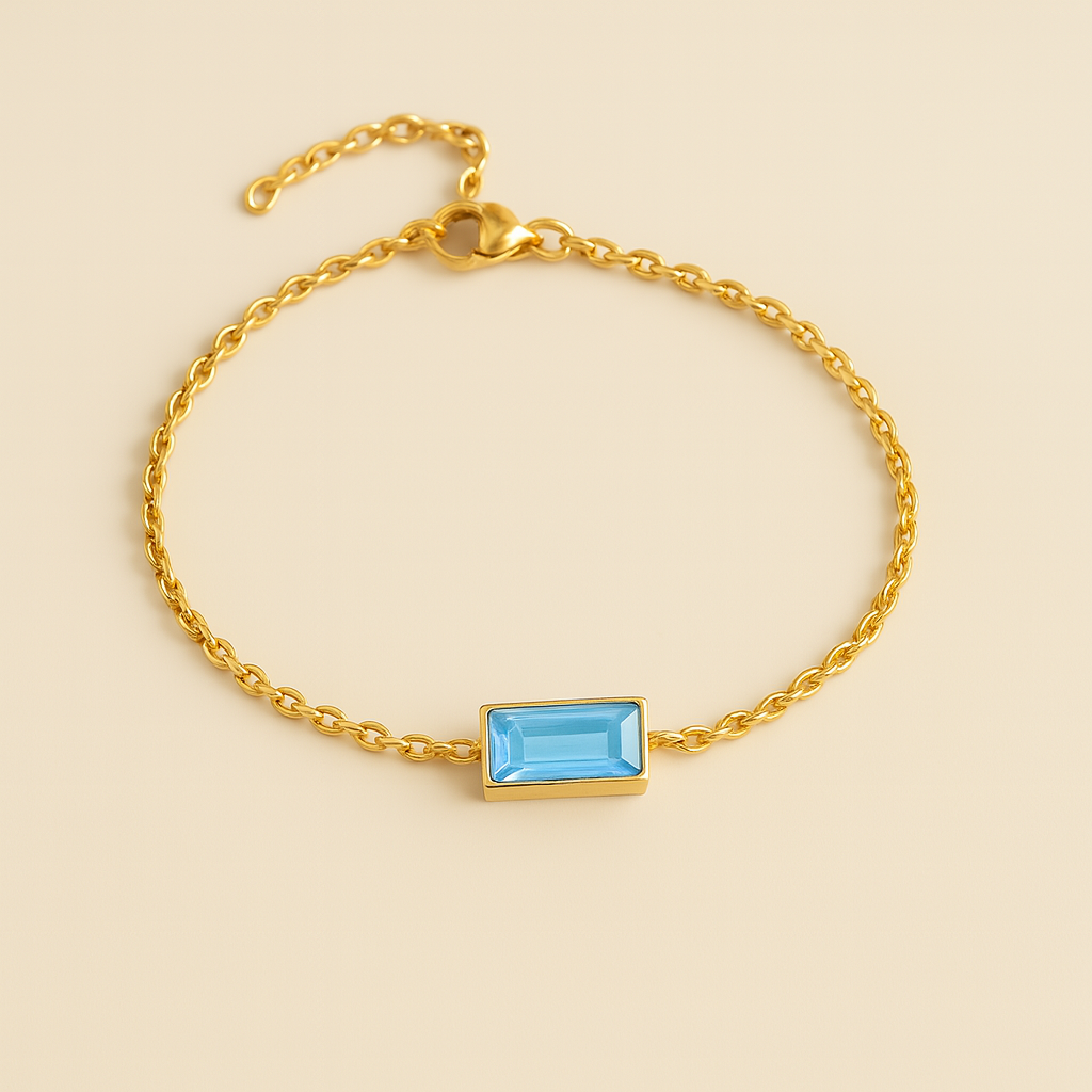 Bracelet rectangulaire avec pierre de naissance