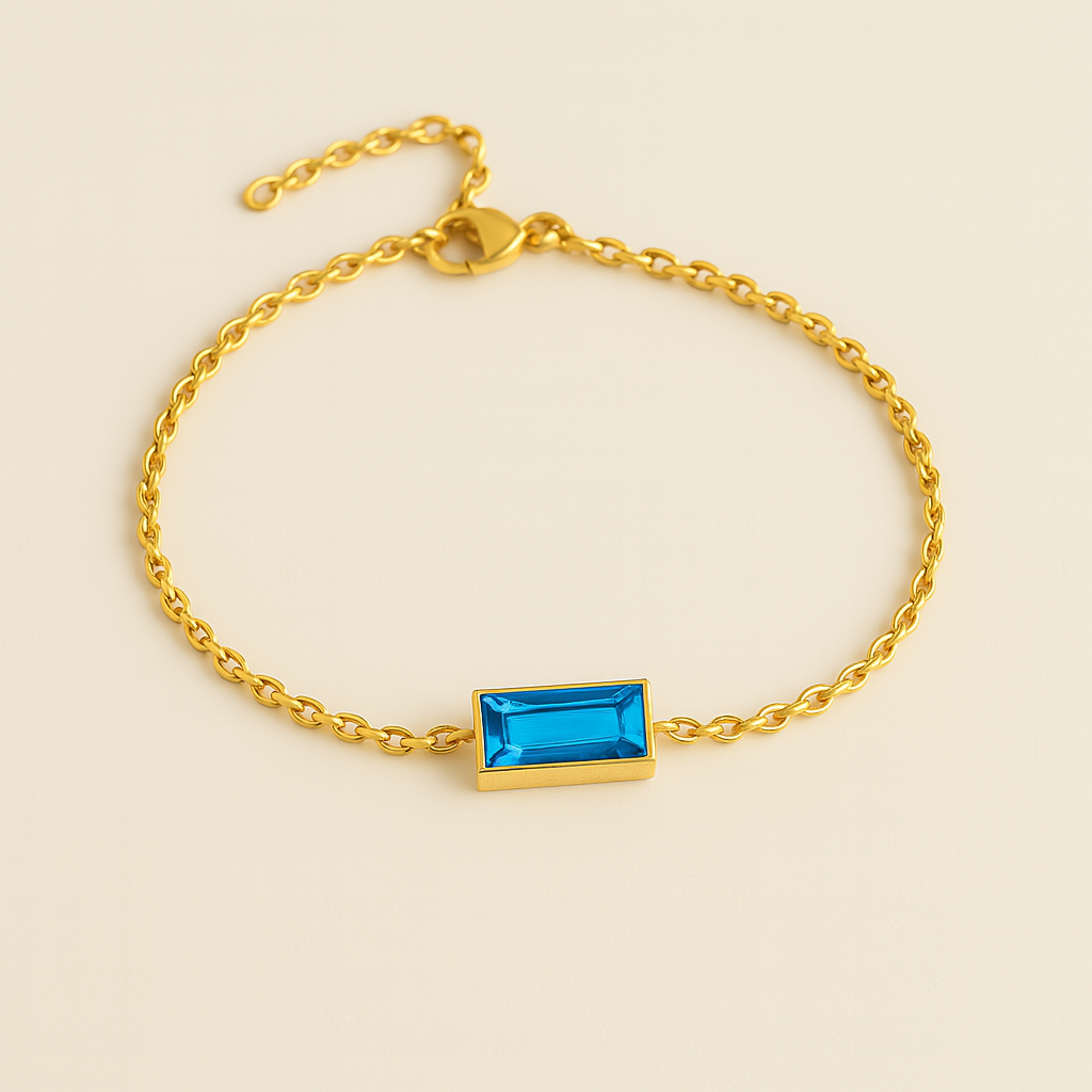 Bracelet rectangulaire avec pierre de naissance