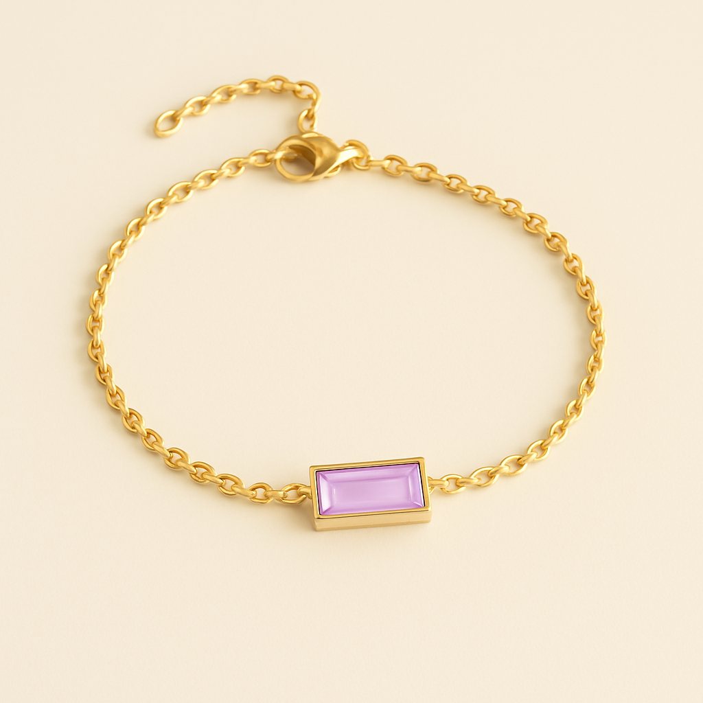 Bracelet rectangulaire avec pierre de naissance