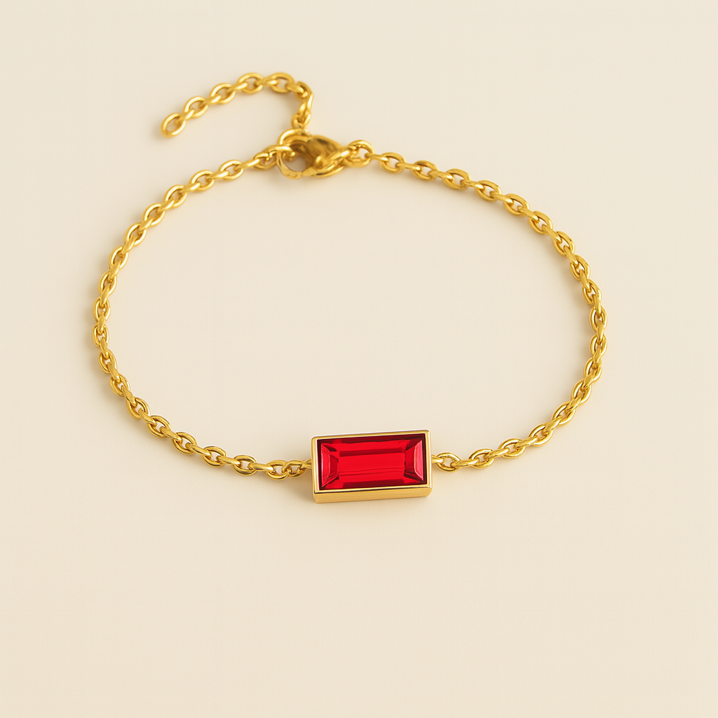 Bracelet rectangulaire avec pierre de naissance