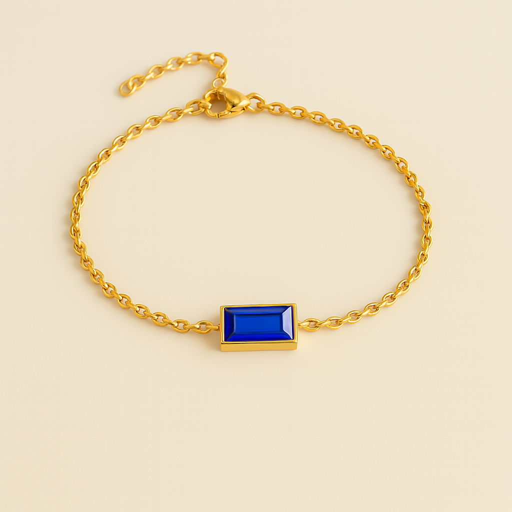 Bracelet rectangulaire avec pierre de naissance