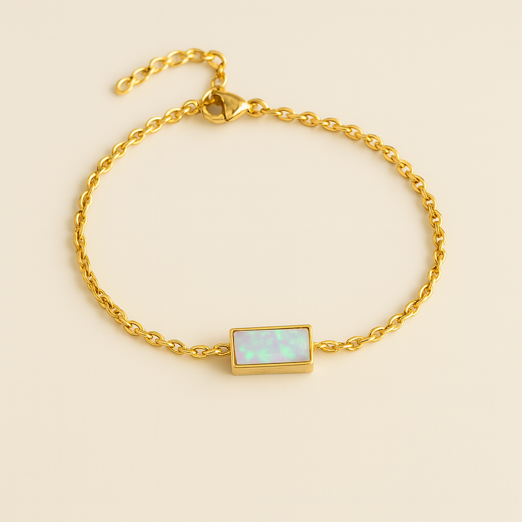 Bracelet rectangulaire avec pierre de naissance
