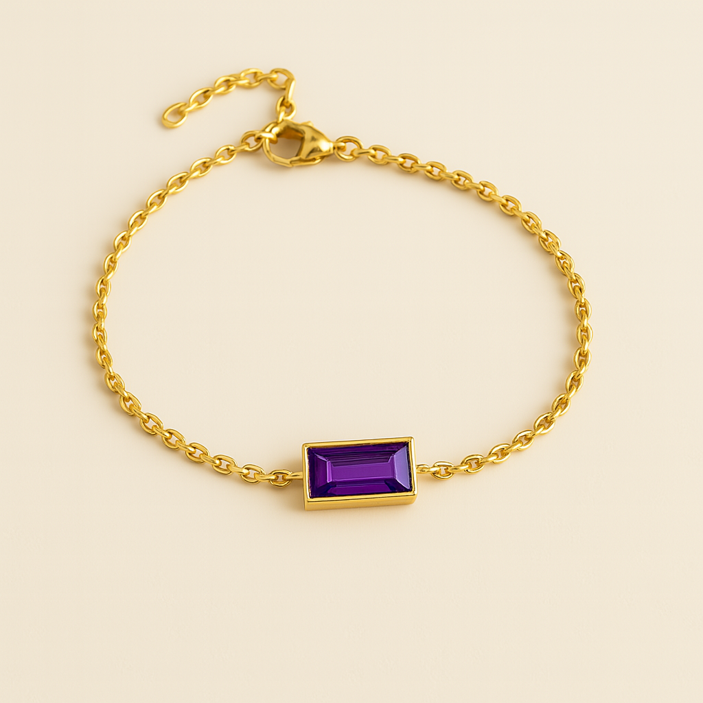 Bracelet rectangulaire avec pierre de naissance