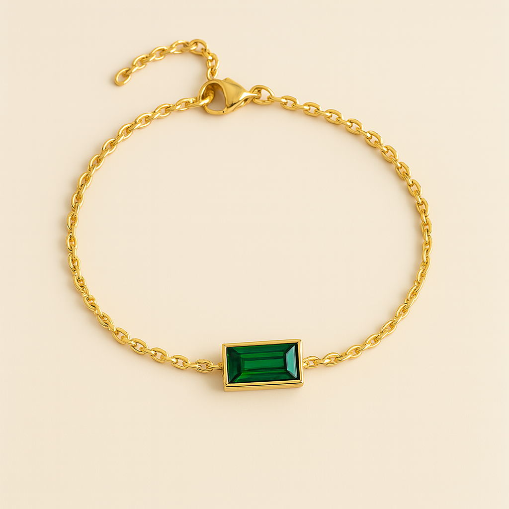 Bracelet rectangulaire avec pierre de naissance