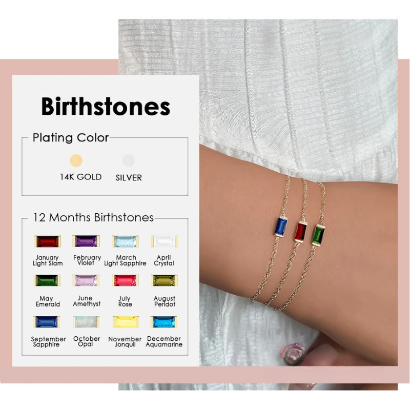 Rectangular Birthstone Bracelet