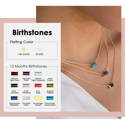 Rectangular Birthstone Necklace