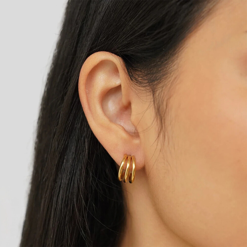 Boucles d'oreilles créoles à trois rangées