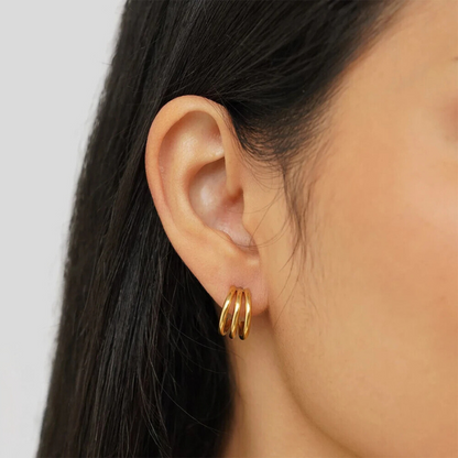 Triple Row Hoop Earrings