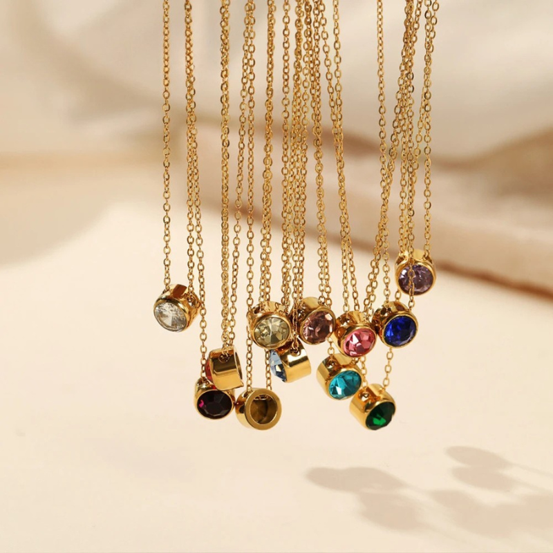 Round Birthstone Necklace