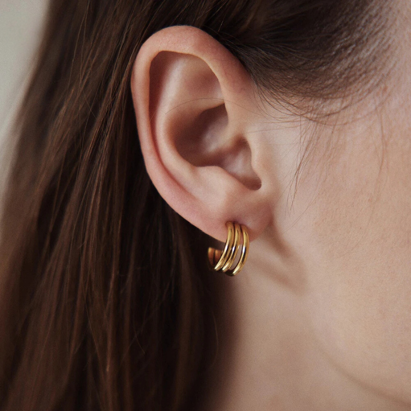 Boucles d'oreilles créoles à trois rangées