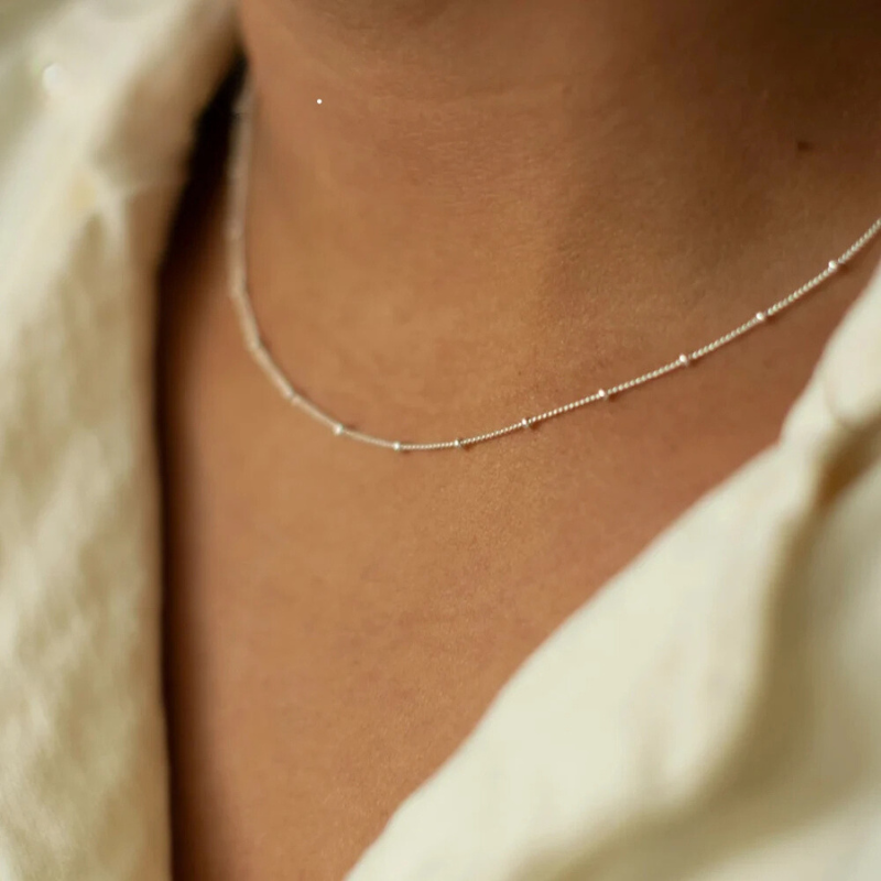 Silvery Bead Chain Choker