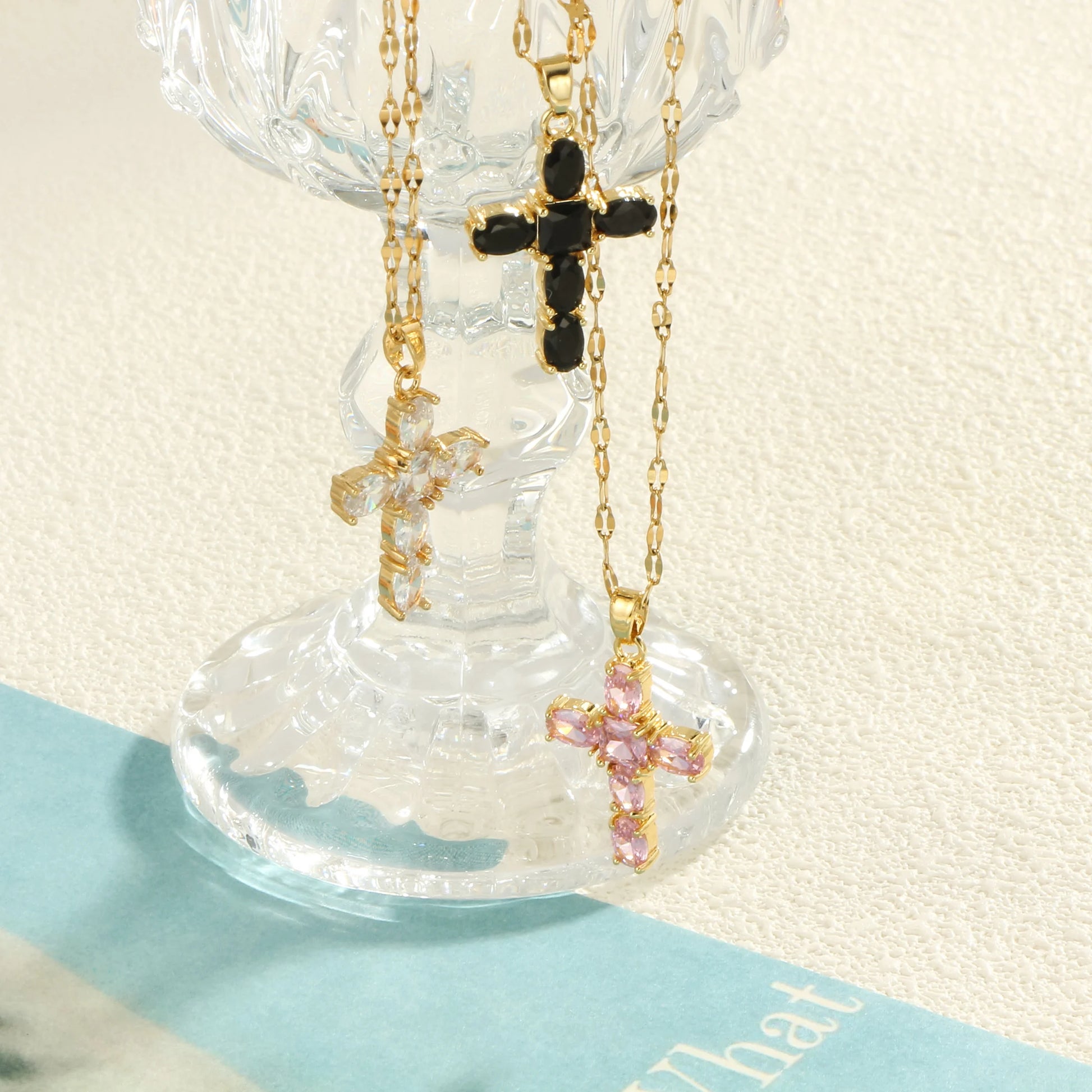 Cross Set with Zircon Pendant Simple and Luxury Style Daily Party Banquet Jewelry, Men'S and Women'S Universal Style Necklace