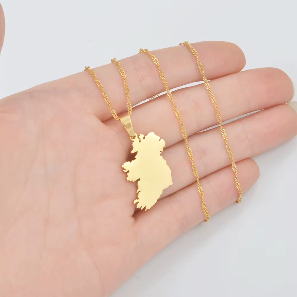 Ireland Map Pendant Necklaces Éirinn Jewelry for Women Girls #350901B