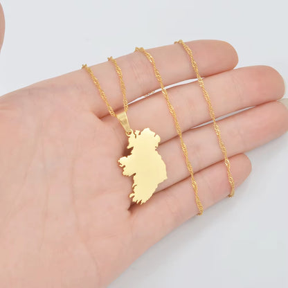 Ireland Map Pendant Necklaces Éirinn Jewelry for Women Girls #350901B