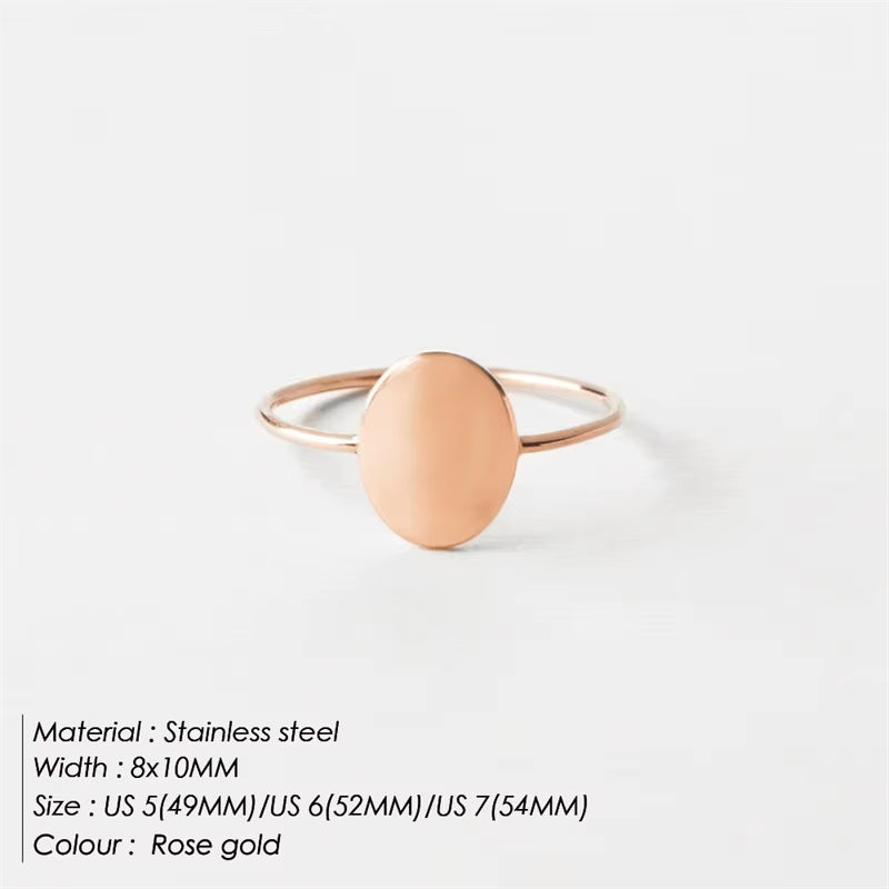 Emanco Delicate Oval Ring Dainty Gold Plated Blank Minimalist Feminist Ring for Women Personality Can Be Wholesale