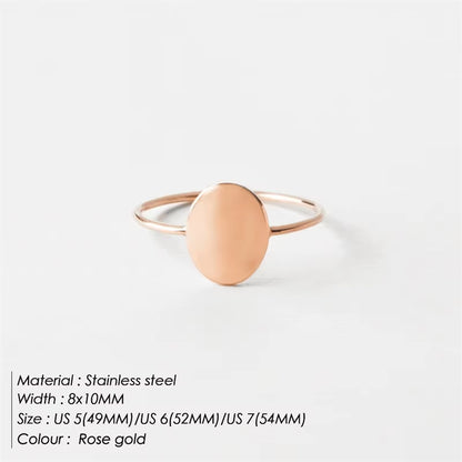 Emanco Delicate Oval Ring Dainty Gold Plated Blank Minimalist Feminist Ring for Women Personality Can Be Wholesale