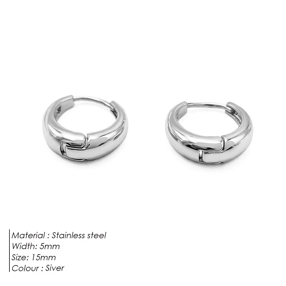 Emanco Stainless Steel Loop Piercing Earrings Simple Minimalism Hip Hop Style Stud Earrings Women'S Fashion Jewelry