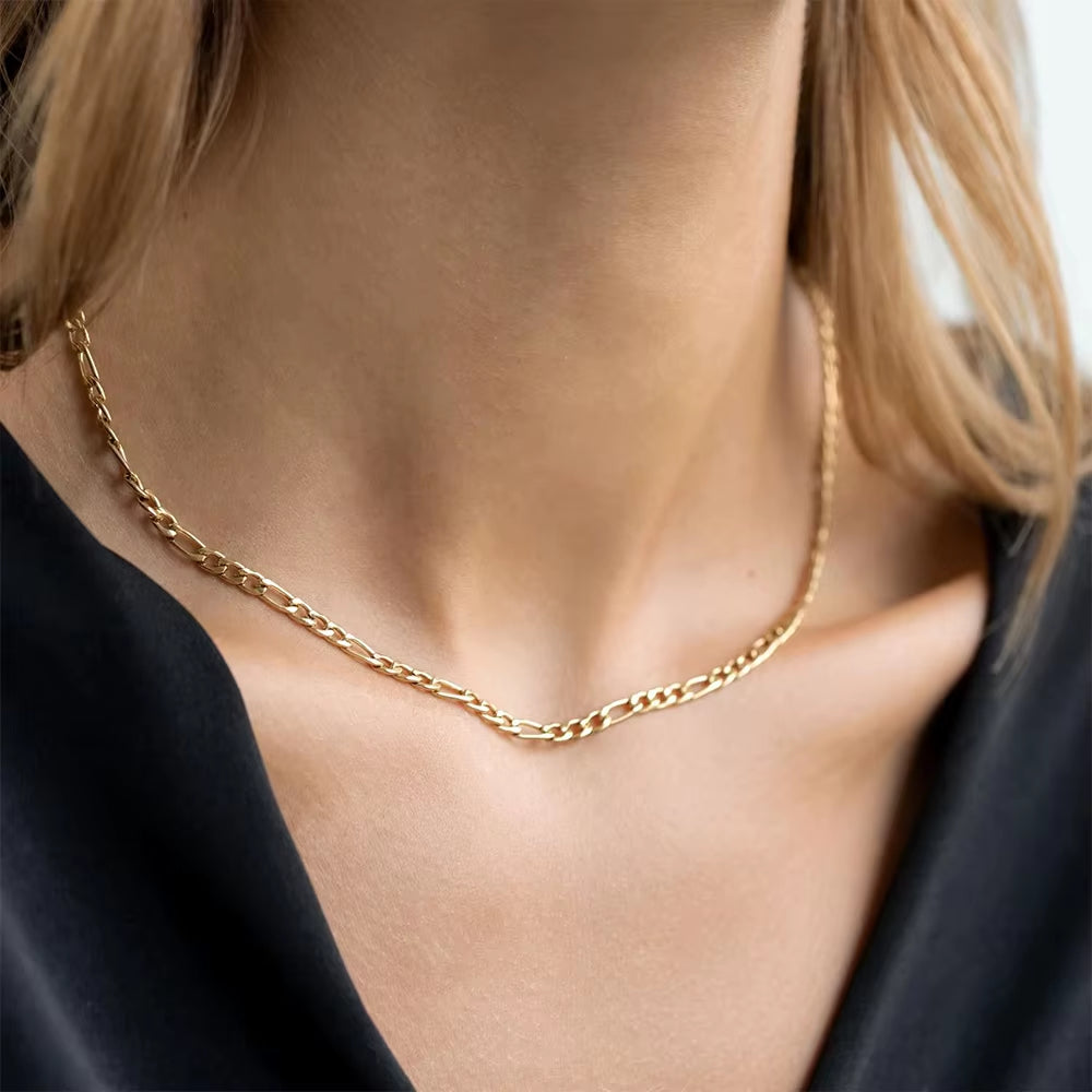 Emanco Figaro Link Chains Necklace Stainless Steel Chain for Men Women Colar Gift Jewelry Cuban Chain Choker 4MM/6MM/8MM