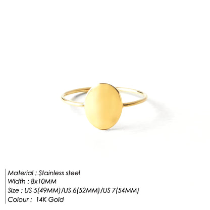 Emanco Delicate Oval Ring Dainty Gold Plated Blank Minimalist Feminist Ring for Women Personality Can Be Wholesale