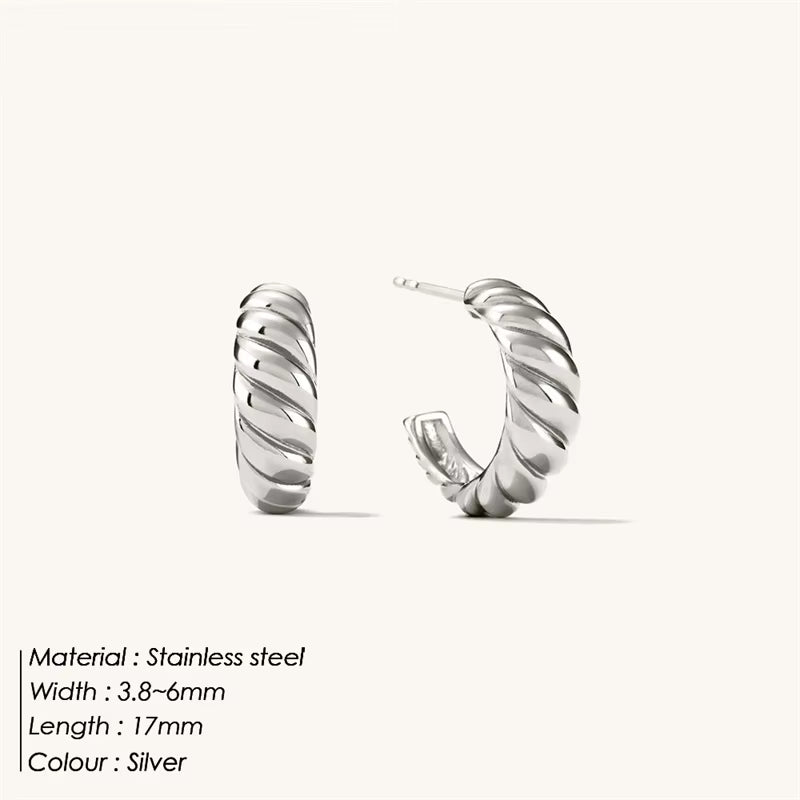 Emanco Croissant Curved Stainless Steel Hoop Earrings Women'S Vintage Hip Hop Earrings Simple Accessories Party Jewelry