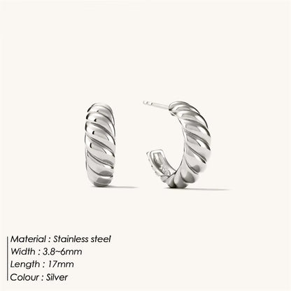 Emanco Croissant Curved Stainless Steel Hoop Earrings Women'S Vintage Hip Hop Earrings Simple Accessories Party Jewelry