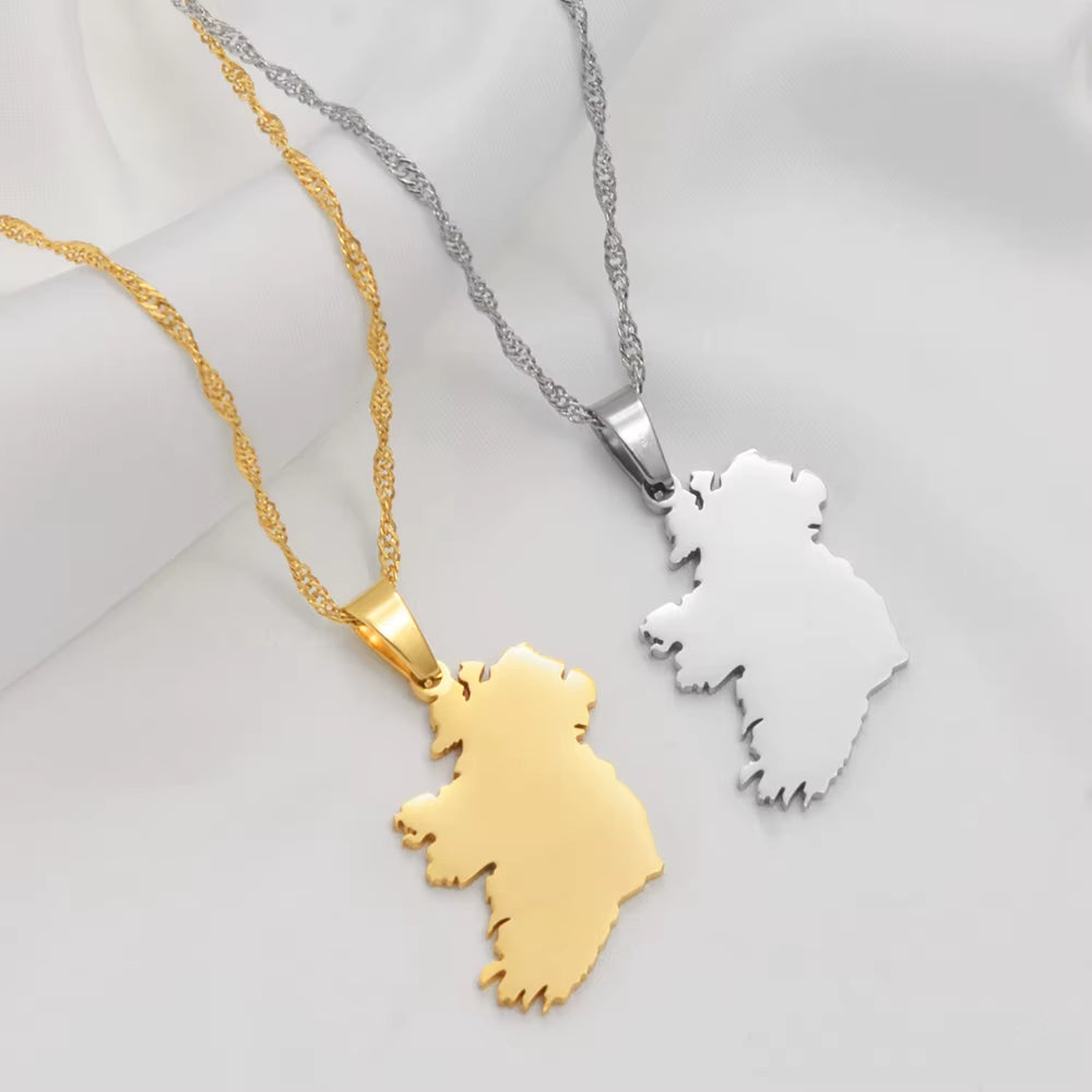 Ireland Map Pendant Necklaces Éirinn Jewelry for Women Girls #350901B