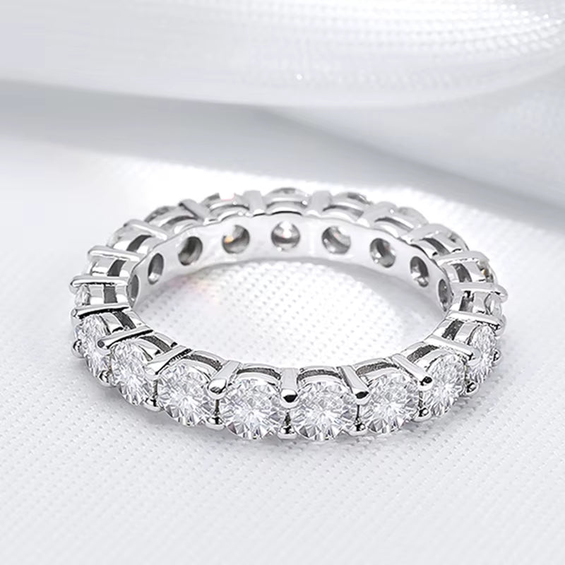 2-5Mm Full Moissanite Ring for Women Sparkling Wedding Eternity Bands 100% S925 Sterling Silver Jewelry Classic Ring