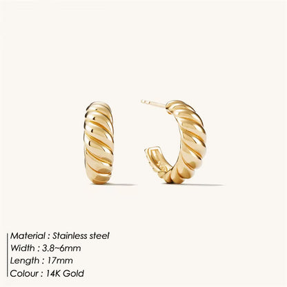 Emanco Croissant Curved Stainless Steel Hoop Earrings Women'S Vintage Hip Hop Earrings Simple Accessories Party Jewelry