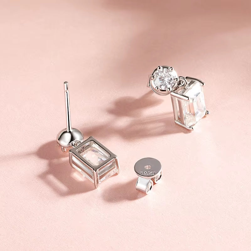 Smyoue 2.2/4.6CTTW Full Moissanite Drop  Christmas Gift Wedding Luxury 925 Solid Silver Emerald Cut Earrings
