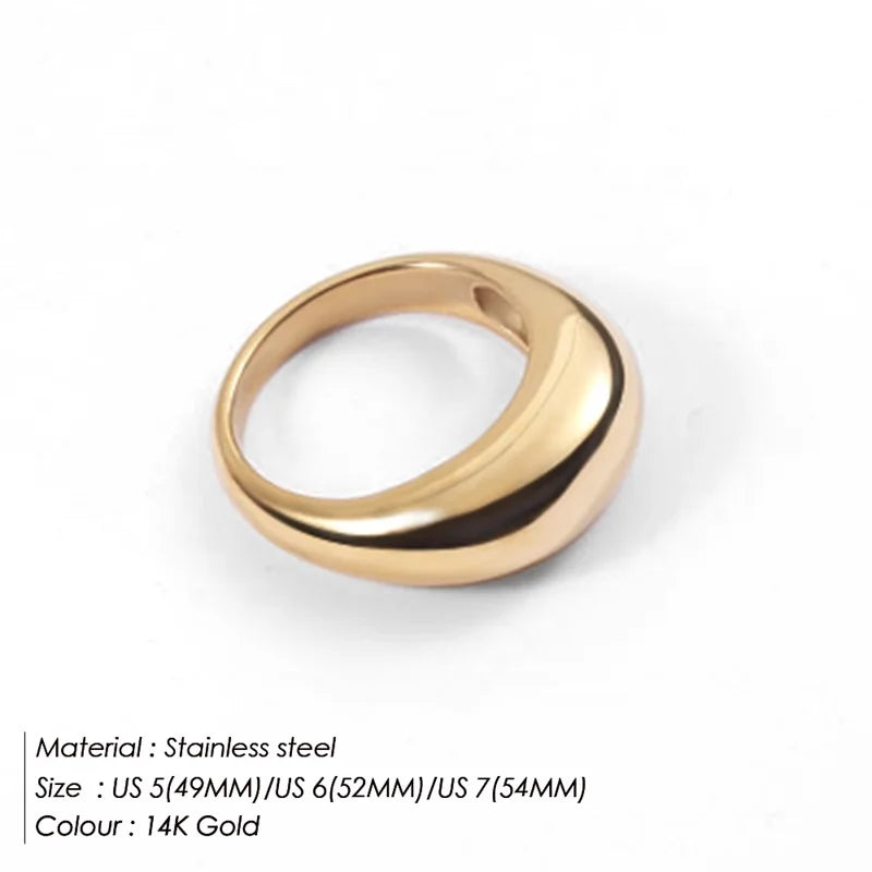 Fashion Simple Stainless Steel Rings for Women Arc Rings Jewellery Geometric Ring Size 5 6 7 8